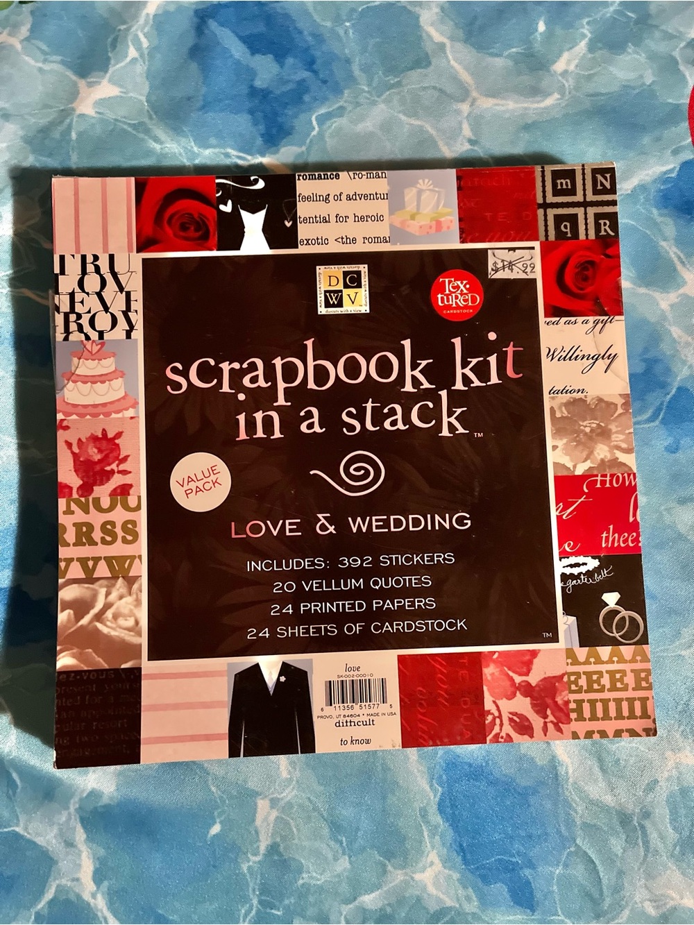 DCWV Love & Wedding Scrapbook Paper Kit in a Stack 8”x 8”